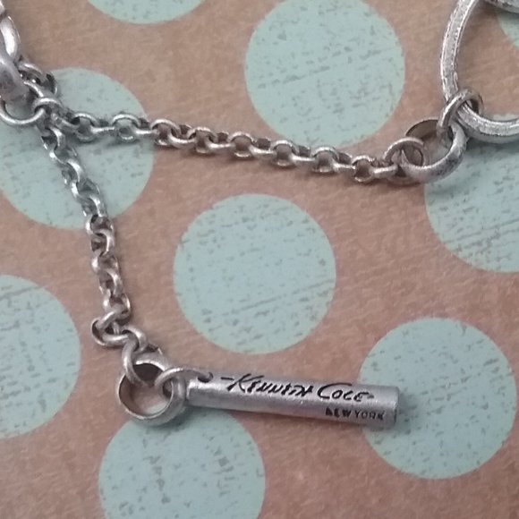 Kenneth Cole Chain Necklace Retro 1990s Silver Tone Metal & Glass - Picture 5 of 7